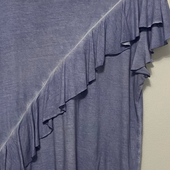 Susina Womens XL Top Asymmetrical Ruffle Keyhole Flutter Coastal Whimsical Flowy - Picture 5 of 10